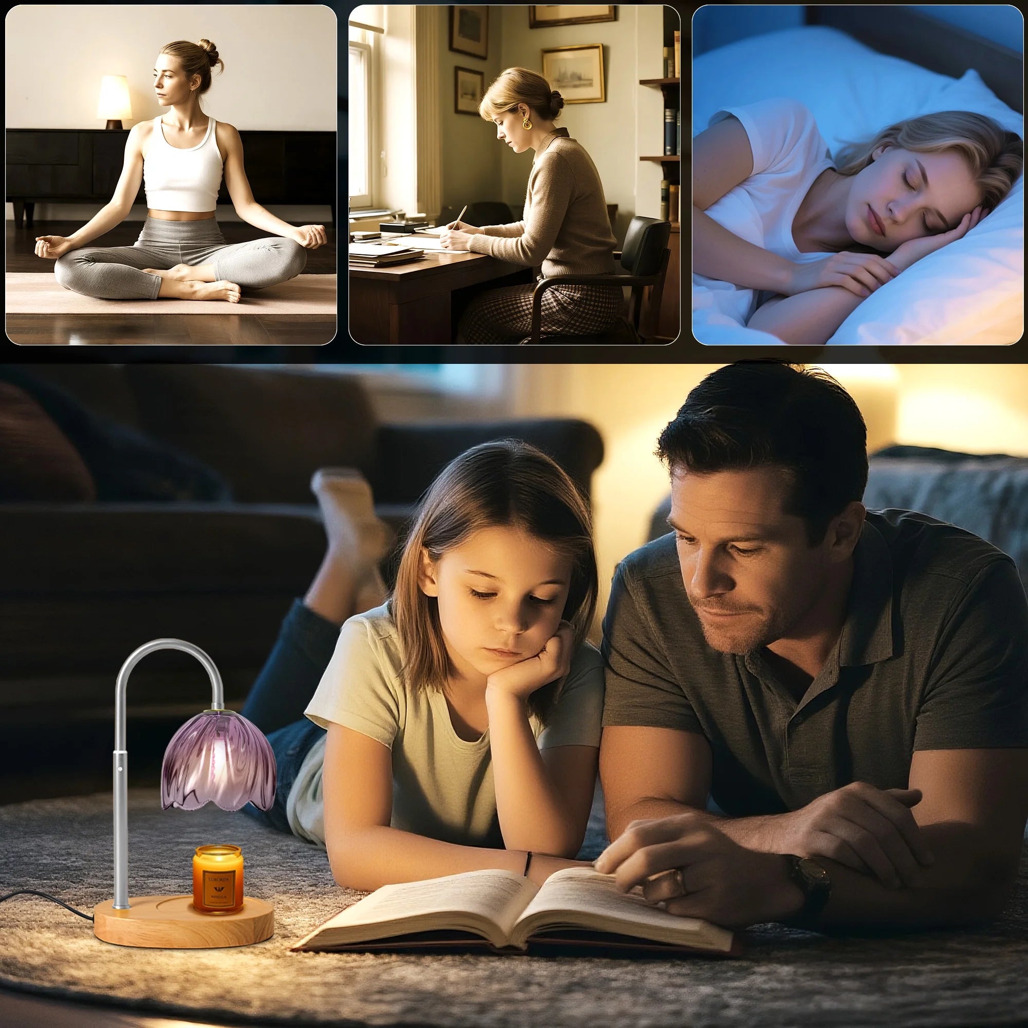 Candle Warmer Lamp with Timer & Dimmable Function - Adjustable Height Jar Candle Warmer for Home Decor - Includes 2 Bulbs